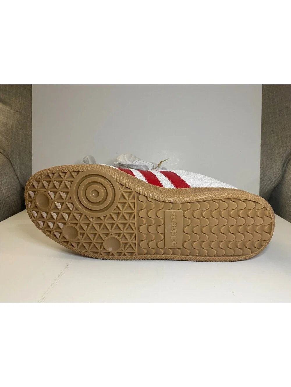Adidas Samba XLG JS3826 Mens Sneakers US 9 Gray Scarlet Gum Suede Athletic Shoes